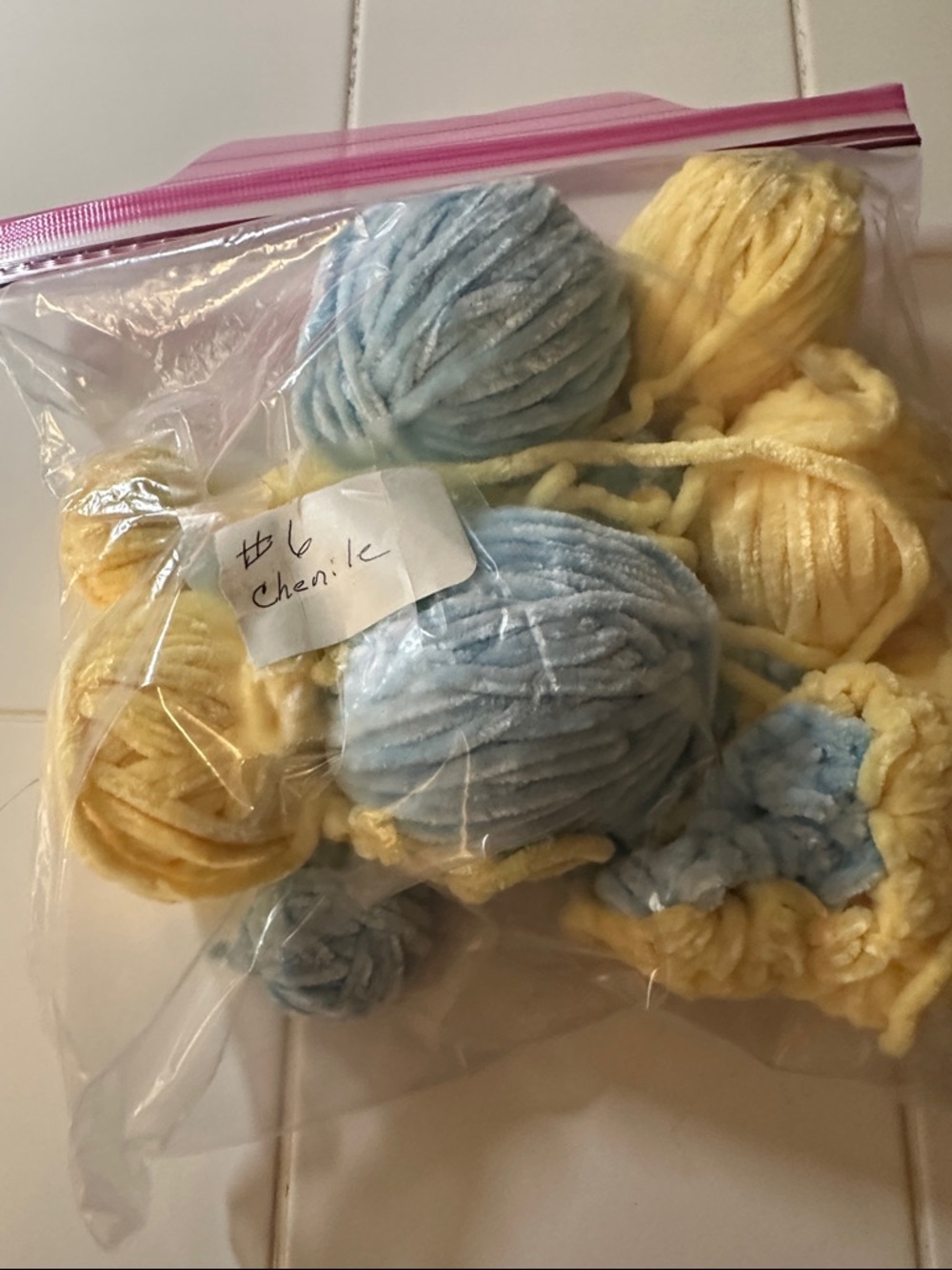 Baby Blue & Soft Yellow Chenille Yarn Bundle #6